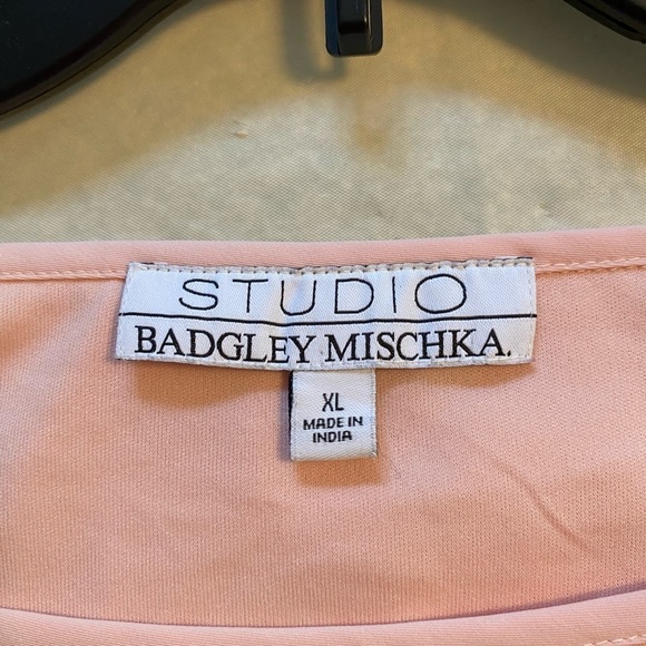 Studio Badgley Mischka pink silver jeweled bell sleeve blouse XL - Picture 4 of 8